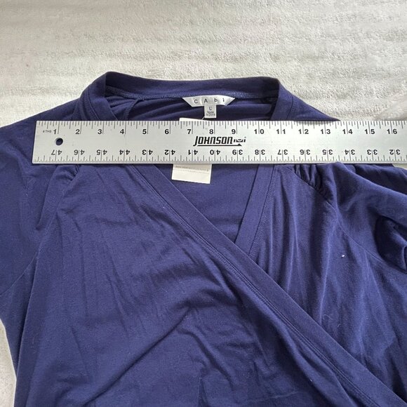 Cabi Womens Blueberry Wrap Top Large Long Sleeve Cotton Blend Stretch #131 New - Picture 6 of 8